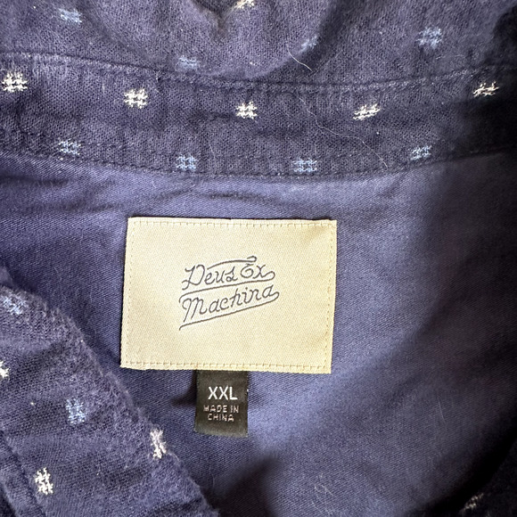 Deus Ex Machina Belbin Shirt Men's XXL Blue Geometric Knit Button Down 2XL - Picture 4 of 11